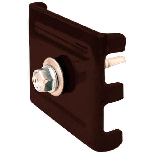 Крепление (скоба+саморез) для сварной 3d сетки коричневое (RAL 8017)