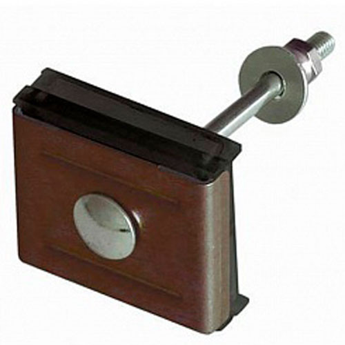 Крепление антивандальное(скоба+болт) для сварной 3d сетки коричневое (RAL 8017)