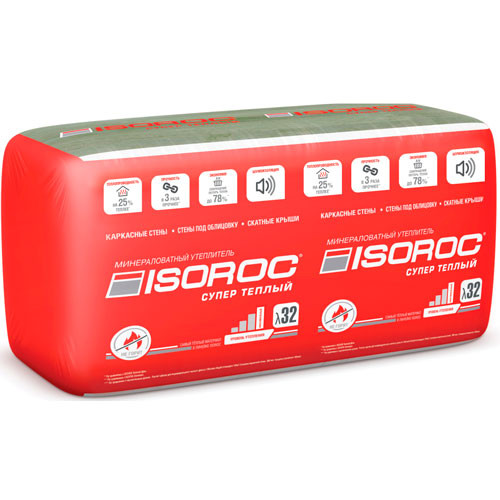 Утеплитель ISOROC Супер Теплый 1000*610*50 ( 6.1 м2 )