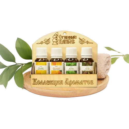 Набор эфирных масел №1 Освежающий (15 мл, лимон, апельсин,кедр, мята) Огненный камень